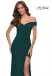Picture of: Off the Shoulder Net Jersey Dress with Ruching in Dark Emerald, Style 29756, Detail Picture 5