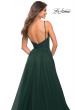 Picture of: A-line Tulle Gown with V Neckline and Pockets in Dark Emerald, Detail Picture 5
