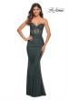 Picture of: Sweetheart Strapless Rhinestone Encrusted Gown in Dark Emerald, Detail Picture 5