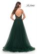 Picture of: A Line Tulle Gown with Lace Bodice and V Back in Dark Emerald, Style: 31507, Detail Picture 5