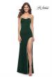 Picture of: Fitted Strapless Prom Dress with Rhinestone Embellished Neckline and Slit in Dark Emerald, Style: 31977, Detail Picture 5