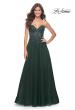 Picture of: Rhinestone Tulle A-Line Gown with Lace Bodice in Jewel Tones in Dark Emerald, Style: 32253, Detail Picture 5