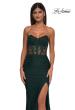 Picture of: Evening Dress with Illusion Strapless Bodice and Lace Applique in Dark Emerald, Style: 32912, Detail Picture 5