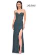 Picture of: Strapless Corset Style Prom Dress with Illusion Back in Dark Emerald, Style 32941, Detail Picture 5