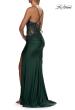 Picture of: Rhinestone Lace Corset Gown with Slit and Crisscross Lace-Up Back in Dark Emerald, Style: 33769, Detail Picture 5