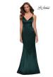 Picture of: Chic Long Stretch Satin Gown with V Neck and Back in Dark Emerald, Style 29960, Detail Picture 6
