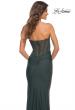 Picture of: Sweetheart Strapless Rhinestone Encrusted Gown in Dark Emerald, Detail Picture 6