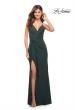 Picture of: Faux Wrap Jersey Dress with Slit and Strappy Back in Dark Emerald, Style: 30501, Detail Picture 6