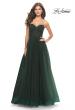 Picture of: Illusion Bodice A-line Gown with Boning and Defined Cups in Dark Emerald, Style: 31205, Detail Picture 6