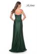 Picture of: Ruched Jersey Skirt with Lace Illusion Top and Rhinestone Prom Dress in Dark Emerald, Style: 32011, Detail Picture 6