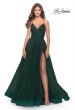 Picture of: Long Tulle A-line Gown with Side Slit and Pockets in Dark Emerald, Style: 28561, Detail Picture 7