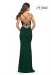 Picture of: Net Jersey Gown with Jeweled Detail in Deep V Neckline in Dark Emerald, Style: 31114, Detail Picture 7