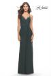 Picture of: Soft Jersey Dress with Knot Waist and Lace Up Back in Dark Emerald, Style: 31169, Detail Picture 7