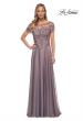 Picture of: Chiffon Evening Gown with Lace Bodice in Dark Mauve, Main Picture