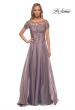 Picture of: Chiffon Evening Gown with Lace Bodice in Dark Mauve, Detail Picture 1