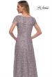 Picture of: Embroidered Lace Long Gown with Short Sleeves in Dark Mauve, Detail Picture 2