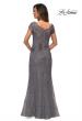 Picture of: Short Sleeve Lace Evening Dress with V Neckline in Dark Platinum, Style: 28099, Detail Picture 5