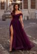 Picture of: A-Line Tulle Prom Dress with Off the Shoulder Top in Dark Berry, Style: 30498, Main Picture
