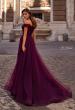 Picture of: A-Line Tulle Prom Dress with Off the Shoulder Top in Dark Berry, Style: 30498, Back Picture