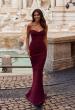 Picture of: Strapless Ruched Net Jersey Gown with Sweetheart Top in Dark Berry, Style: 31899, Back Picture