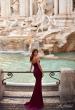 Picture of: Strapless Ruched Net Jersey Gown with Sweetheart Top in Dark Berry, Style: 31899, Detail Picture 2