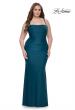 Picture of: Ruched Jersey Plus Dress with Lace Up Back in Dark Teal, Style: 32195, Main Picture