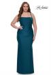 Picture of: Ruched Jersey Plus Dress with Lace Up Back in Dark Teal, Style: 32195, Detail Picture 3
