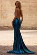 Picture of: Metallic Jersey Dress with Low Back and Ruching in Dark Teal, Style 32932, Main Picture