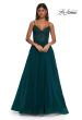 Picture of: Beautiful A-line Tulle Dress with Eyelet Neckline and Lace Top in Dark Teal, Style: 32594, Detail Picture 8