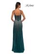 Picture of: Fitted Net Dress with Rhinestones and U Slit in Dark Teal, Style: 32840, Detail Picture 8