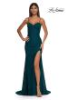Picture of: Fitted Stretch Lace Dress with Scallop Neckline in Dark Teal, Style: 32933, Detail Picture 9