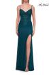 Picture of: Lace Fitted Gown with Sheer Corset Back and High Slit in Dark Teal, Style: 33305, Detail Picture 9