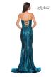 Picture of: Mermaid Metallic Prom Dress with Sweetheart Strapless Top in Dark Teal, Style 32995, Detail Picture 10