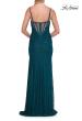 Picture of: Lace Fitted Gown with Sheer Corset Back and High Slit in Dark Teal, Style: 33305, Detail Picture 10