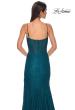 Picture of: Stretch Satin Prom Dress with Eyelet Detail Neckline in Dark Teal, Style 32671, Detail Picture 11