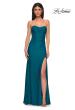 Picture of: Jersey Long Prom Dress with Ruching and Chic Rhinestone Neckline in Dark Teal, Style 32756, Detail Picture 11