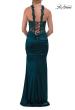 Picture of: Beaded High Neck Lace-Up Jersey Gown in Dark Teal, Style: 33696, Detail Picture 11