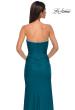 Picture of: Jersey Long Prom Dress with Ruching and Chic Rhinestone Neckline in Dark Teal, Style 32756, Detail Picture 12