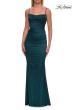 Picture of: Straight Neck Satin Gown with Lace-Up Back in Dark Teal, Style: 33604, Detail Picture 13