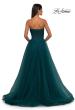Picture of: A-line Tulle Gown with Lace Corset Bodice and Slit in Dark Teal, Style: 32579, Detail Picture 14