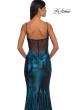 Picture of: Mermaid Metallic Jersey Dress with Draped Neckline in Dark Teal, Style: 32897, Detail Picture 14