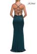 Picture of: Straight Neck Satin Gown with Lace-Up Back in Dark Teal, Style: 33604, Detail Picture 14