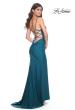 Picture of: Illusion Lace Bodice Prom Dress with Rhinestones in Dark Teal, Style: 31988, Back Picture