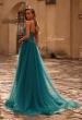 Picture of: Rhinestone Embellished Bodice Prom Dress with Full Skirt in Dark Teal, Style: 32668, Back Picture