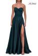 Picture of: Strapless Satin A-Line Gown with Draped Bodice and High Slit in Dark Teal, Style: 33417, Detail Picture 18