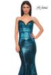 Picture of: Mermaid Metallic Prom Dress with Sweetheart Strapless Top in Dark Teal, Style 32995, Detail Picture 19