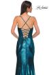 Picture of: Fitted Metallic Jersey Prom Dress with Corset Style Top in Dark Teal, Style 32877, Detail Picture 20