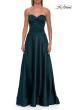 Picture of: Strapless Satin A-Line Gown with Draped Bodice and High Slit in Dark Teal, Style: 33417, Detail Picture 20