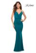Picture of: Versatile Ruched Jersey Dress with Faux Wrap Top in Dark Teal, Style: 30780, Detail Picture 1