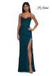Picture of: Stretch Lace Prom Dress with Illusion Back and Sides in Dark Teal, Style: 32529, Detail Picture 2